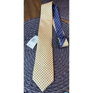 Tommy Hilfiger 100% Silk Tie Butter Yellow and Blue Geometric Design Necktie